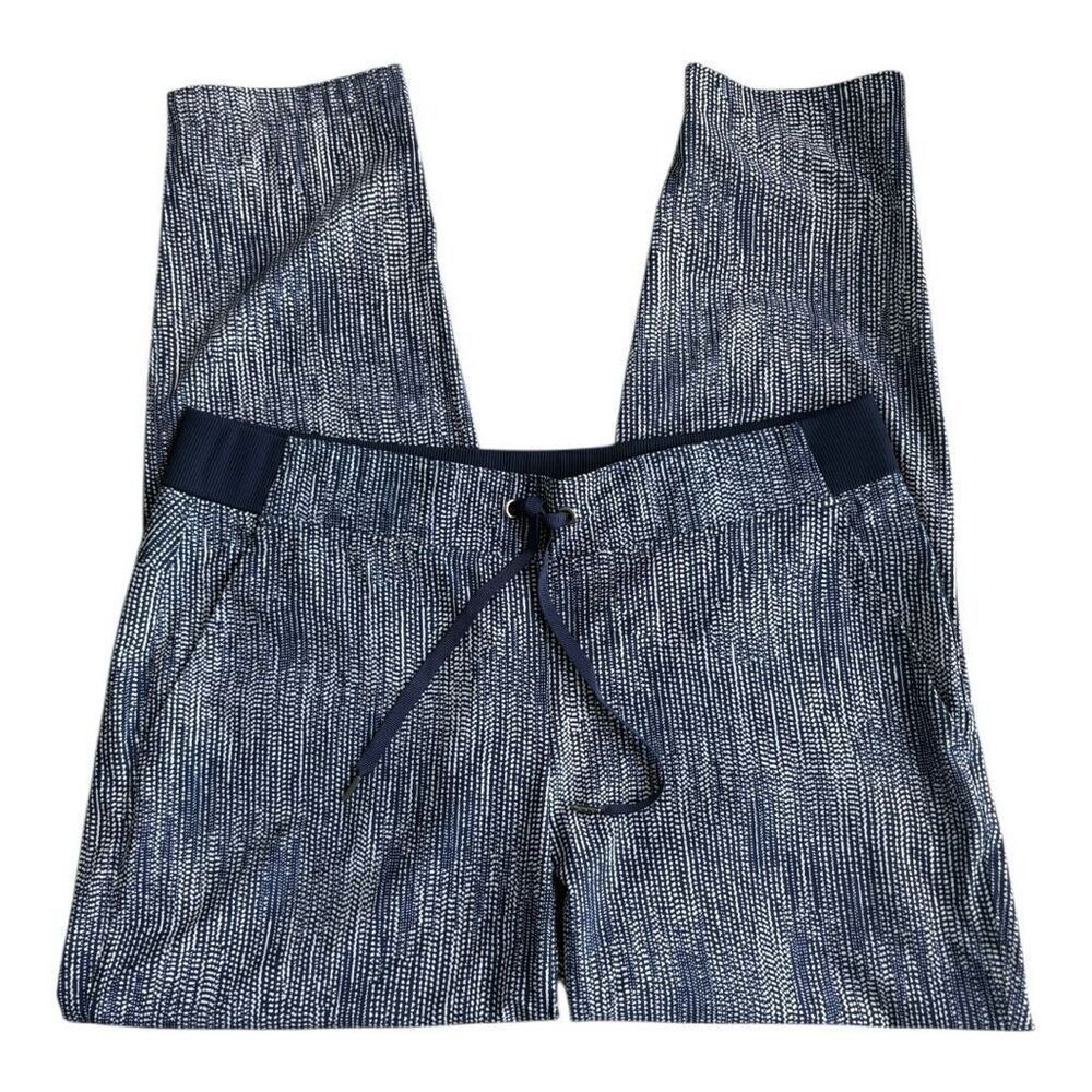 Athleta Batik Midtown Visit Blue Spot Ankle Pants  Joggers Blue & White Size 12